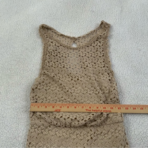 Free People Womens XS Dress Crochet Dress Lace Boho Blouson Beige Lined Cami - Picture 12 of 14